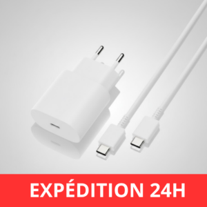 Chargeur USB Type-C BLANC 25W Super Rapide avec Fonction PD QC3.0 compatible Samsung